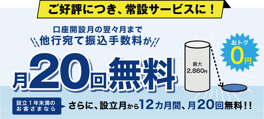 GMOあおぞらネット銀行の他行宛振込手数料常設サービスバナー