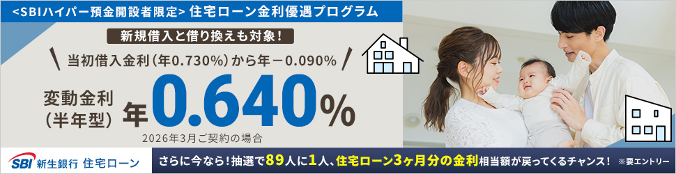 SBI新生銀行「SBIハイパー預金プログラム」バナー