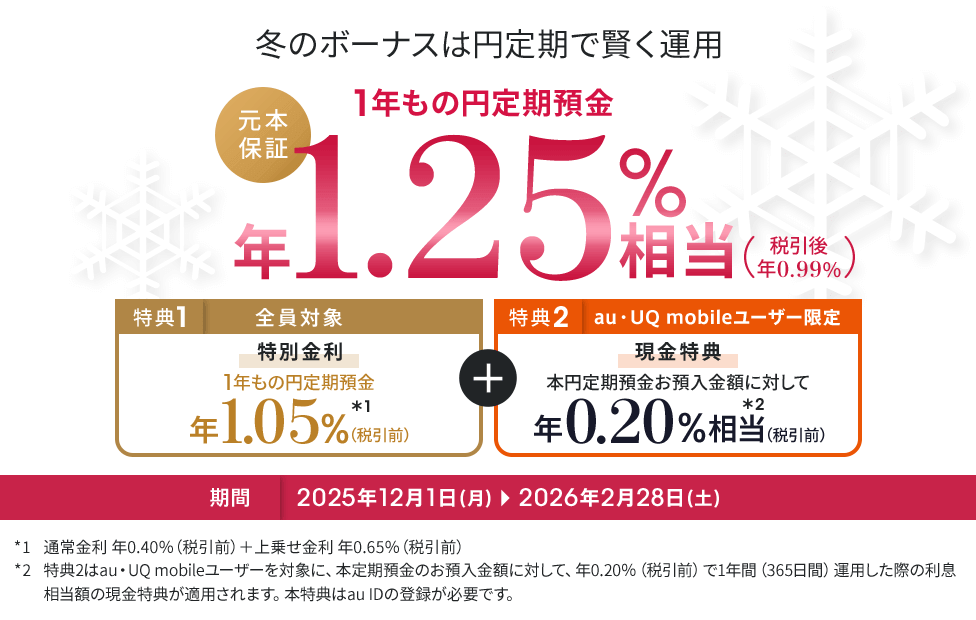 冬の1年もの特別金利キャンペーン