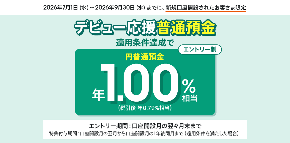auじぶん銀行 デビュー応援普通預金の画像