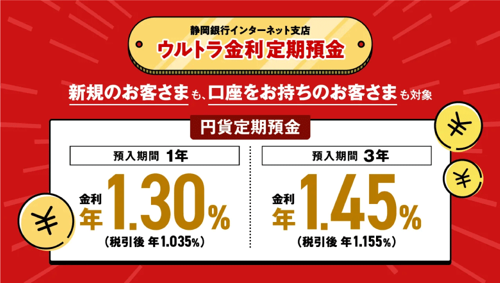 静岡銀行インターネット支店 ウルトラ金利定期預金バナー