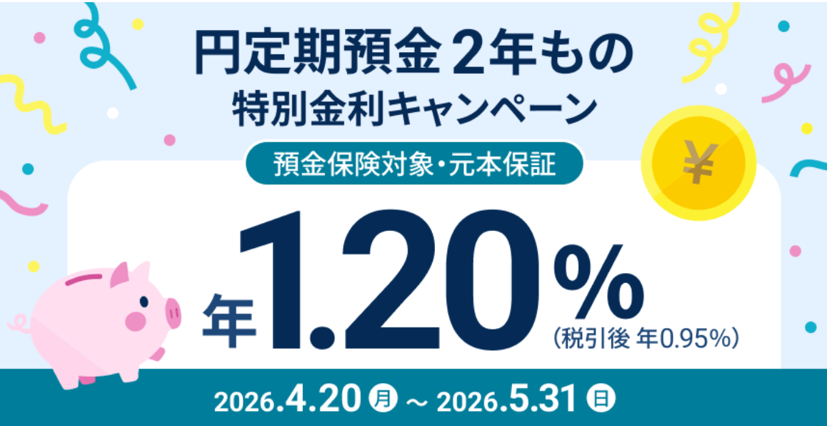 住信SBIネット銀行 円定期預金２年もの 特別金利キャンペーンバナー