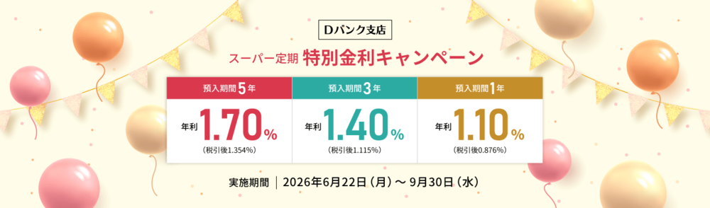スルガ銀行Dバンク支店 スーパー定期特別金利キャンペーンバナー