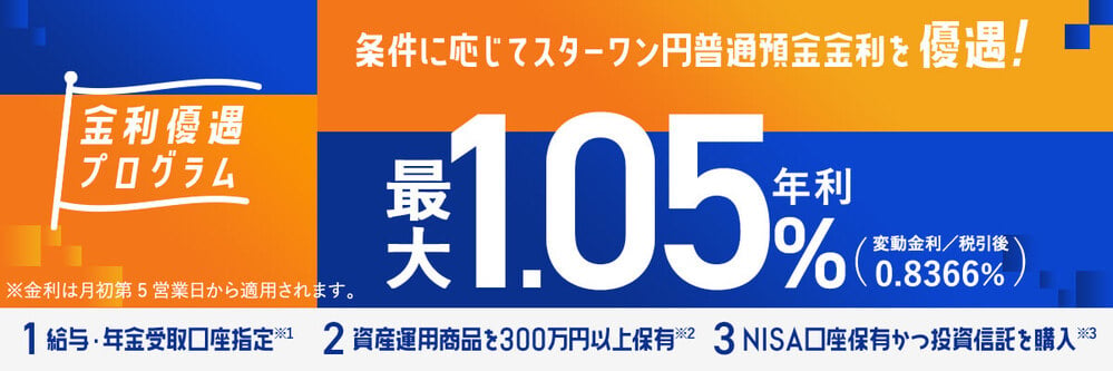 東京スター銀行の給与受取特典バナー